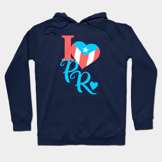 I Love Puerto Rico Boricua Flag Heart Hoodie by bydarling